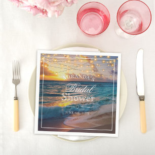 Guardanapo De Papel Elegante Summer Sunset Beach Chá de panela Napkins