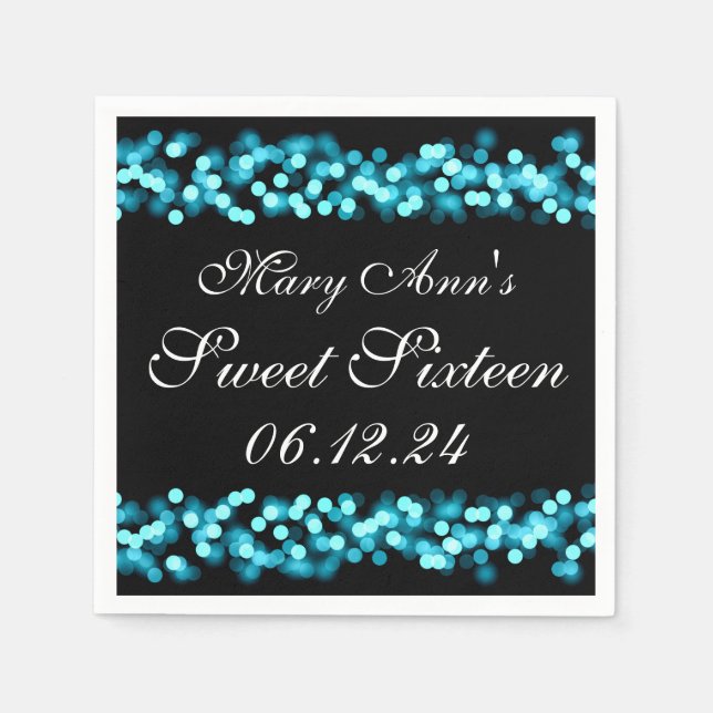 Guardanapo De Papel Elegante Sweet 16 Birthday Hollywood Glam Turquois (Frente)