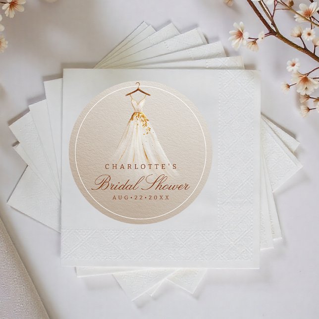 Guardanapo De Papel Elegante Taupe Gown Fall Chá de panela Napkin (Bridal Shower Napkins)