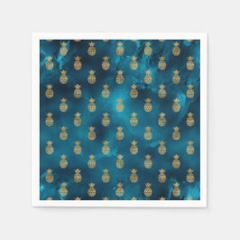 Guardanapo De Papel Elegante Teal Pineapple Satin Bonito