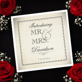 Guardanapo De Papel Elegante Tipografia Vintage Papel Casamento