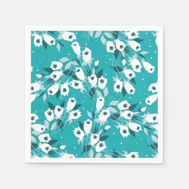 Guardanapo De Papel Elegante Tulip Flower Pattern Botanical Art Design (Frente)