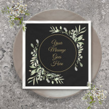 Elegante Vegetação em Script Água e Ouro Preto