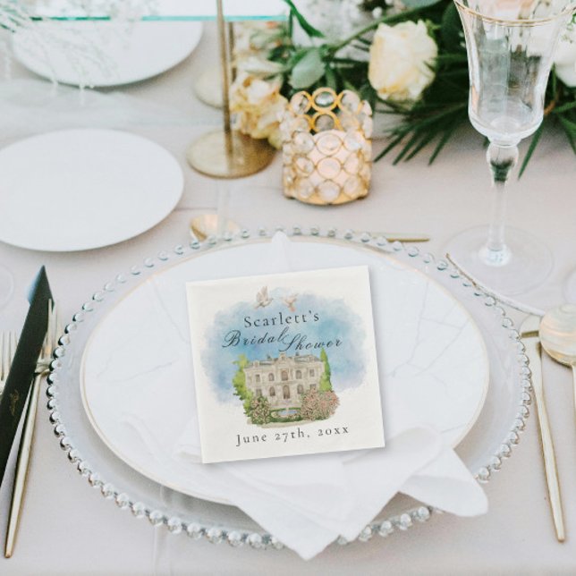 Guardanapo De Papel Elegante Venue pompa Chá de panela de flores na fo (Criador carregado)