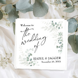 Guardanapo De Papel Elegante Verde Bem-vindo ao Casamento de
