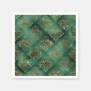 Guardanapo De Papel Elegante Verde & Dourado Falso Natal Vintage