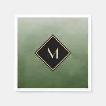 Elegante Verde Esmagado Com Simples Monograma Dour