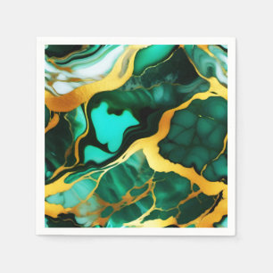 Guardanapo De Papel Elegante verde ouro amarelo Faux Marble