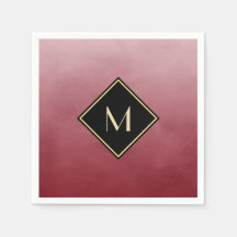 Elegante Vermelho Bruto Com Simples Monograma Dour