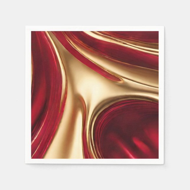 Guardanapo De Papel Elegante - Vermelho e Dourado- (Frente)