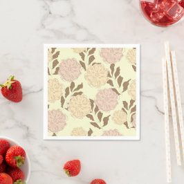 Guardanapo De Papel Elegante Vintage Padrão Floral Rosa e Beige