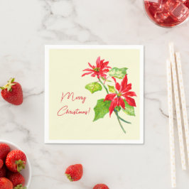 Guardanapo De Papel Elegante Vintage Poinsettia Feliz Feriado de Natal