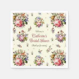 Guardanapo De Papel Elegante Vintage Rosa Rosas Rosa Floral Creme