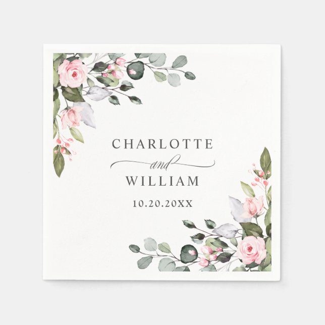 Guardanapo De Papel Elegante Watercolor Eucalyptus Wedkin Napkin (Frente)