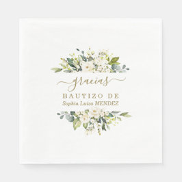Guardanapo De Papel Elegante Watercolor White Flowers Espanhol Bautizo