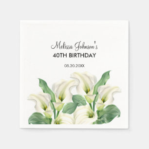 Guardanapo De Papel Elegante White Calla Lily Floral Birthday