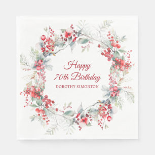 Guardanapo De Papel Elegante Winter Berry Botanic 70 Birthday