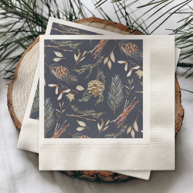 Guardanapo De Papel Elegante Winter Napkins com Pinecones (Criador carregado)