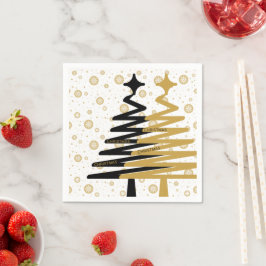 Guardanapo De Papel elegantes árvores de natal preto e dourado