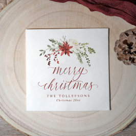 Guardanapo De Papel Elegantes Bagas de Natal em Aquarela
