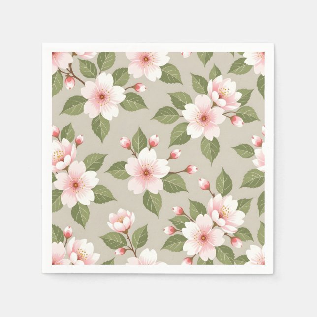Guardanapo De Papel Elegantes flores de cerejeira padrão contínuo (Frente)