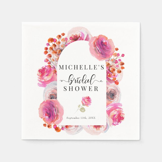 Guardanapo De Papel Elegantes Flores Silvestres | Chá de Noiva Boho  (Frente)