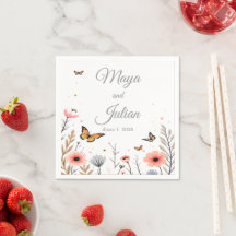 Elegantes Flores Silvestres e Borboletas Casamento
