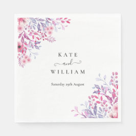 Guardanapo De Papel Elegantes Flores Silvestres Rurais Roxas Aquarela 