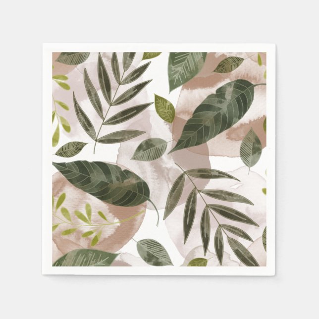 Guardanapo De Papel Elegantes folhas de safari botânico (Frente)