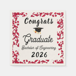 Guardanapo De Papel Elegantes Pétalas Florais Burgundy para Formatura 