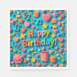 Guardanapo De Papel Elementos Coloridos da Celebração de Aniversário