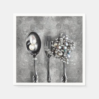Guardanapo De Papel Elementos de Vintagem e Pérolas de Casamento 3