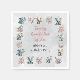 Guardanapo De Papel Elephants & Boho Jungle Flowers no Aniversário da 