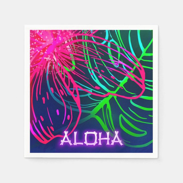 Guardanapo De Papel Elétrica Luau Tropical Neon Aloha (Frente)