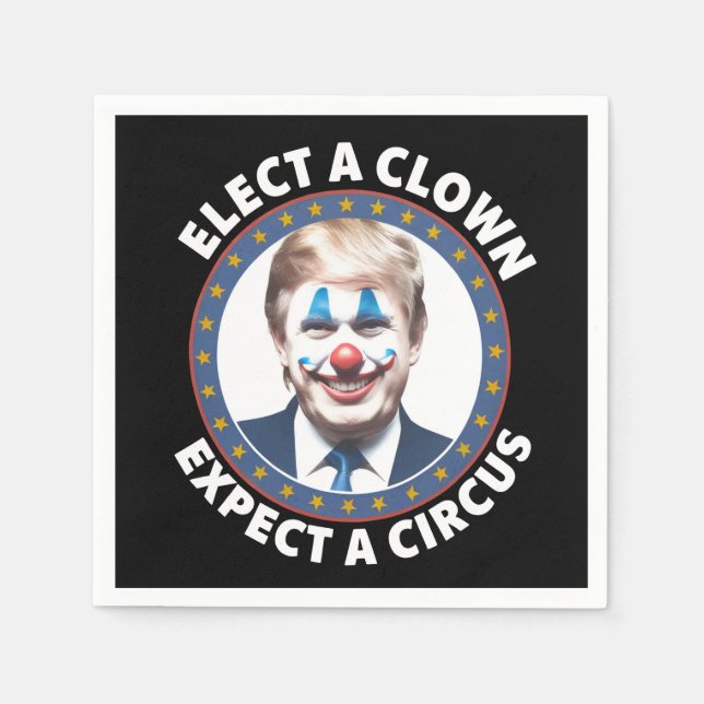 Guardanapo De Papel Eleve Um Palhaço Esperando Uma Política Engraçada  (Frente)