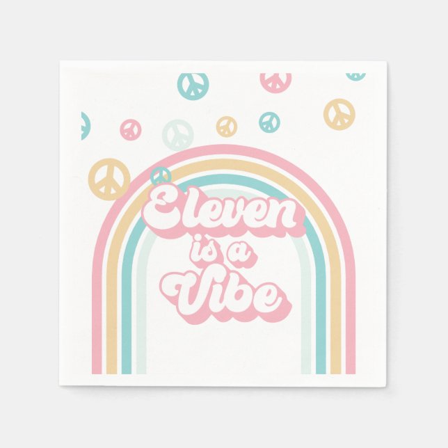 Guardanapo De Papel Eleven é um Vibe Retro Arco-íris de Verão (Frente)