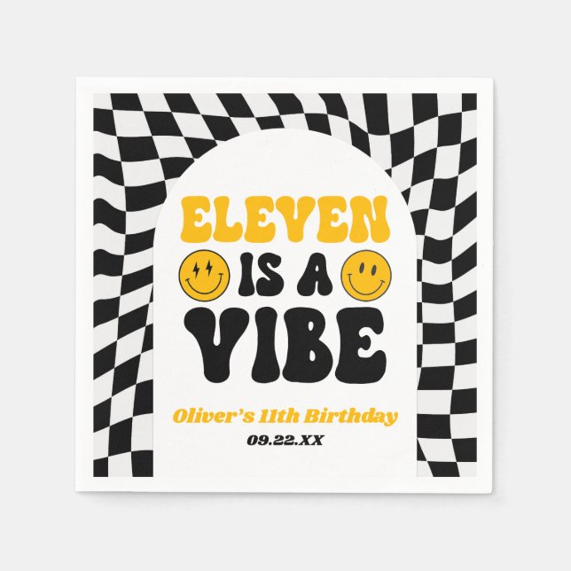 Guardanapo De Papel Eleven Is A Vibe Retro 11th Birthday Party (Frente)
