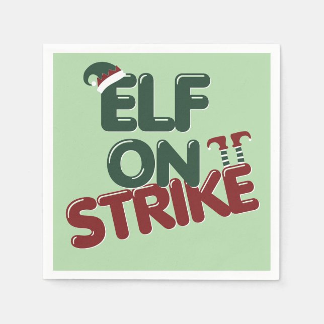 Guardanapo De Papel Elf On Strike Funny Holiday Party Napkin (Frente)