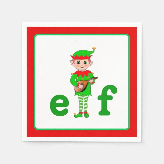 Guardanapo De Papel Elfo Musical de Natal Moderno (Frente)