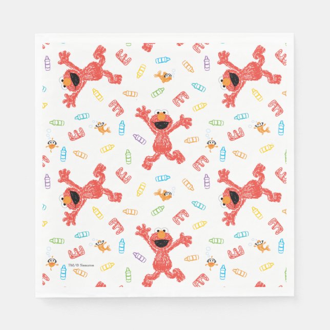 Guardanapo De Papel Elmo Crayon Pattern (Frente)
