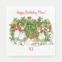 Elsa Beskow Strawberry Girls Paper Napkin