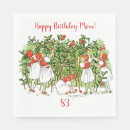 Guardanapo De Papel Elsa Beskow Strawberry Girls Paper Napkin