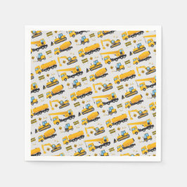 Guardanapo De Papel Em Construção Caminhão-Amarelo-Cinza Favor