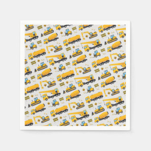 Guardanapo De Papel Em Construção Caminhão-Amarelo-Cinza Favor