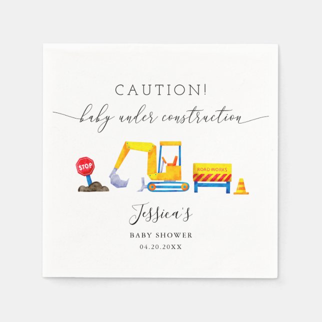 Guardanapo De Papel Em Construção Chá de fraldas (Frente)