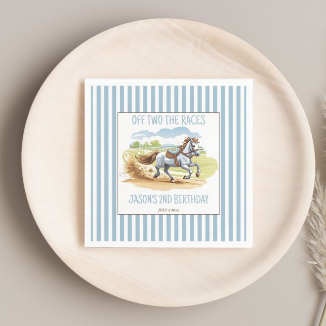 Guardanapo De Papel Em duas corridas de aniversário equestre impresso (Off two the races horses equestrian pony birthday party printed napkins personalized tableware decor)