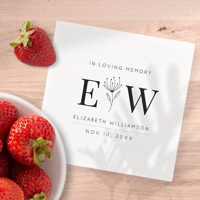 Guardanapo De Papel Em Memória Amante Memorial Moderna Folhagem Monogr (Criador carregado)