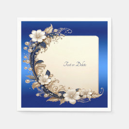 Guardanapo De Papel Embelezamento Floral Branco Azul