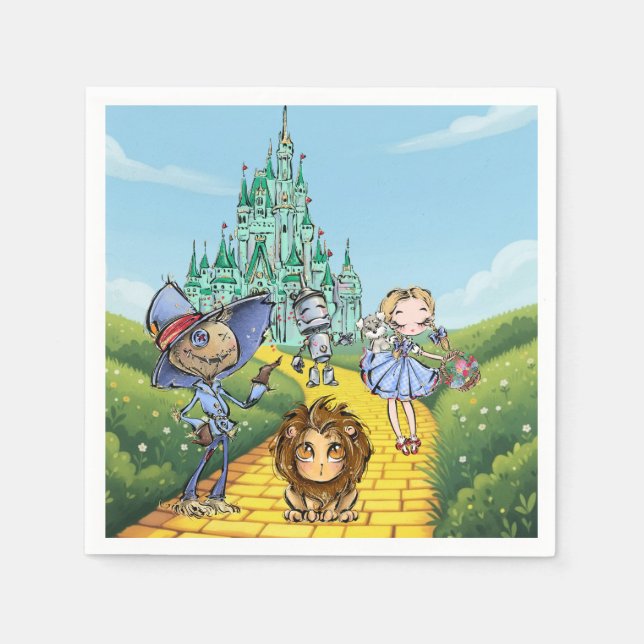 Guardanapo De Papel Emerald City Fantasy Birthday Yellow Brick Road  (Frente)