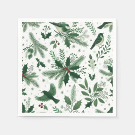 Guardanapo De Papel Emerald Green Birds e Boughs Holiday